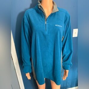 Columbia Teal and Gray unisex Quarter-Zip Fleece